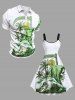 Plus Size Skull Sea Wave Surfer Coconut Tree Sun Scythe Print Hawaii A Line Tank Dress -  