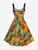 Robe Ligne A Ombrée Ananas Imprimé de Grande Taille - Orange 1X