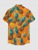 Plus Size Pineapple Print Hawaii Ombre Button Pocket Shirt For Men -  