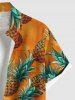 Plus Size Pineapple Print Hawaii Ombre Button Pocket Shirt For Men -  
