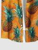 Plus Size Pineapple Print Hawaii Ombre Button Pocket Shirt For Men -  