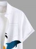 Chemise Hawaïenne Boutonnée Imprimé Cocotier et Coucher de Soleil avec Poche Grande Taille pour Homme - Blanc S