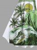 Robe Pin-Up Imprimée Cocotier et Crâne Grande Taille Style Hawaiien - Blanc 2X