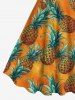 Robe Ligne A Ombrée Ananas Imprimé de Grande Taille - Orange 4X