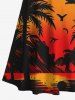 Maxi Robe Hawaïen Ligne A Croisée Ombre Noix de Coco et Oiseau Imprimés de Grande Taille - Orange 6X