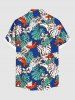 Chemise Imprimé Feuilles de Bananier à Boutons Grande Taille avec Poche pour Homme - Bleu S