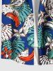 Plus Size Tropical Leaves Floral Banana Print Hawaii Button Pocket Shirt For Men -  