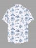 Plus Size Tropical Leaf Starfish Conch Coconut Tree Hand Paint Print Buttons Pocket Hawaii Shirt For Men -  