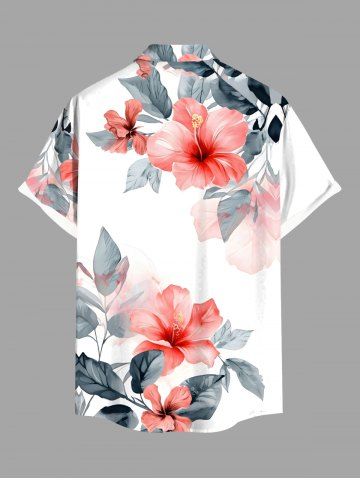 Tropical Flower Leaf Print Plus Size Matching Hawaii Beach Outfit For Couples