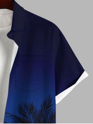 Ombre Colorblock Coconut Tree Print Plus Size Matching Hawaii Beach Outfit For Couples