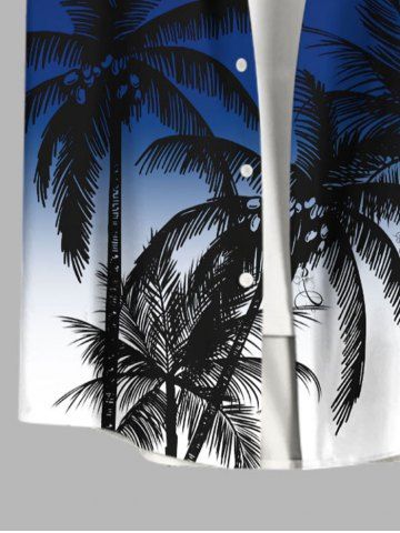 Ombre Colorblock Coconut Tree Print Plus Size Matching Hawaii Beach Outfit For Couples