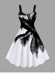 Robe Décontractée Ligne A Cocotier Imprimé de Grande Taille - Blanc 3X