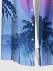 Plus Size Coconut Tree Sun Ombre Print Buttons Pocket Hawaii Shirt For Men -  