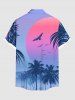 Plus Size Coconut Tree Sun Ombre Print Buttons Pocket Hawaii Shirt For Men -  