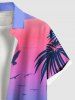 Plus Size Coconut Tree Sun Ombre Print Buttons Pocket Hawaii Shirt For Men -  