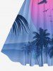 Plus Size Coconut Tree Sun Ombre Print Hawaii 1950s Vintage Dress -  