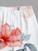 Plus Size Tropical Flower Leaf Print Hawaii Beach Shorts For Men -  