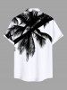 Plus Size Coconut Tree Two Tone Print Hawaii Button Pocket Shirt For Men -  