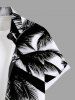 Plus Size Coconut Tree Two Tone Print Hawaii Button Pocket Shirt For Men -  