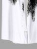 Plus Size Coconut Tree Two Tone Print Hawaii Button Pocket Shirt For Men -  