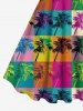 Plus Size Pop Style Coconut Tree Colorful Colorblock Print Hawaii A Line Tank Dress -  