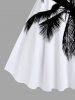 Robe Décontractée Ligne A Cocotier Imprimé de Grande Taille - Blanc 3X