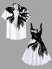 Robe Décontractée Ligne A Cocotier Imprimé de Grande Taille - Blanc 3X