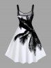 Plus Size Coconut Tree Two Tone Print Hawaii A Line Tank Dress -  