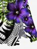 Plus Size Tropical Leaves Floral Ethnic Graphic Print Hawaii Split Pocket A Line Midi Dress -  