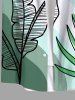 Plus Size Tropical Leaves Ombre Colorblock Print Hawaii Button Pocket Shirt For Men -  
