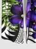 Chemise Imprimé à Feuilles et Fleurs Tropicales Grande Taille avec Poche Style Ethnique pour Homme - Noir M