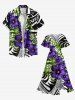 Robe Mi-longue Imprimé à Feuilles Tropicales et Fleurs avec Poche Grande Taille - Pourpre  2X