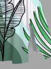 Plus Size Tropical Leaf Ombre Colorblock Print Hawaii Split Pocket A Line Midi Dress -  