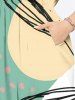 Plus Size Flower Tropical Leaf Sun Colorblock Print Hawaii Split Pocket A Line Midi Dress -  