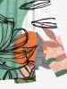Plus Size Flower Tropical Leaf Sun Colorblock Print Hawaii Split Pocket A Line Midi Dress -  