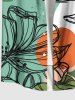 Chemise à poches boutonnées grande taille pour homme, imprimée de fleurs tropicales, de feuilles et de soleil, style hawaïen. - Vert 5XL