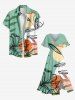 Plus Size Flower Tropical Leaf Sun Colorblock Print Hawaii Split Pocket A Line Midi Dress -  