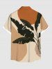 Plus Size Tropical Leaves Colorblock Print Hawaii Button Pocket Shirt For Men -  