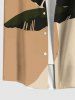 Plus Size Tropical Leaves Colorblock Print Hawaii Button Pocket Shirt For Men -  