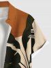 Plus Size Tropical Leaves Colorblock Print Hawaii Button Pocket Shirt For Men -  
