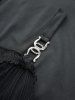 Plus Size Pointelle Hollow Out Jacquard Lace Up Peplum Hem Solid Layered Cold Shoulder Casual Dress -  