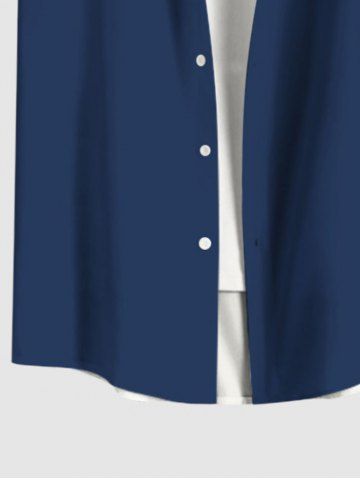 Plus Size Flower Leaf Geometric Blocks Print Hawaii Button Pocket Shirt For Men