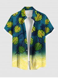 Chemise Imprimée Feuilles Tropicales Tie-Dye à Poche Grande Taille pour Homme - Vert profond XL