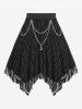 Butterfly Print Floral Lace Embroidered Top and Textured Mesh Layered Moon Chain Tassel Skirt Plus Size Outfit -  