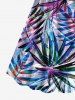 Plus Size Colorful Tropical Leaf Print Cinched Hawaii Dress -  