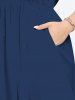 Plus Size Floral Leaves Geometric Blocks Print Hawaii Split Pocket A Line Midi Dress -  