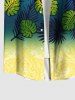 Chemise Imprimée Feuilles Tropicales Tie-Dye à Poche Grande Taille pour Homme - Vert profond S