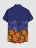 Chemise hawaïenne à imprimé floral tropical et grandes tailles avec poche boutonnée pour homme - Bleu L