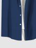 Plus Size Flower Leaf Geometric Blocks Print Hawaii Button Pocket Shirt For Men -  