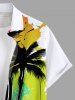 Plus Size Coconut Tree Painting Graffiti Print Hawaii Button Pocket Shirt For Men -  